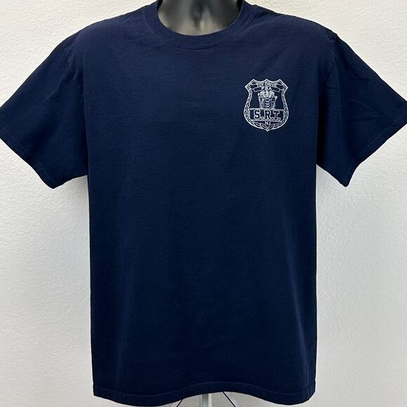 Vintage 90s New Jersey Police Christmas Toy Drive T Shirt Mens L Large Blue SRT - Picture 2 of 6